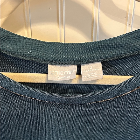 Chico's Travelers Dark Teal Long Sleeve Tunic Top - Picture 2 of 3